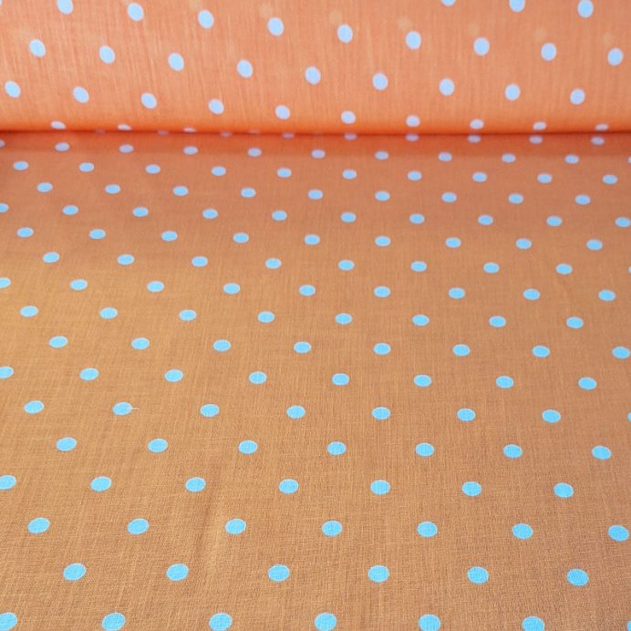 Tela de Lunares 1cm Efecto Lino Naranja (ancho 1,50M)