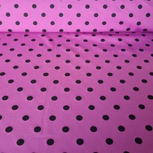 Tela Bielástica Rosa Envejecido con Lunares Negros de 1,5cm  (ancho 1,50M)