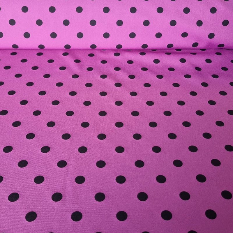 Tela Bielástica Rosa Envejecido con Lunares Negros de 1,5cm (ancho 1,50M)