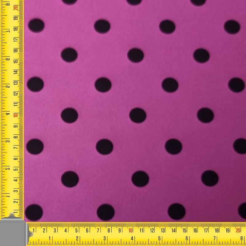 Tela Bielástica Rosa Envejecido con Lunares Negros de 1,5cm (ancho 1,50M) - Imagen 3