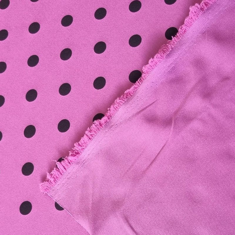Tela Bielástica Rosa Envejecido con Lunares Negros de 1,5cm (ancho 1,50M) - Imagen 4