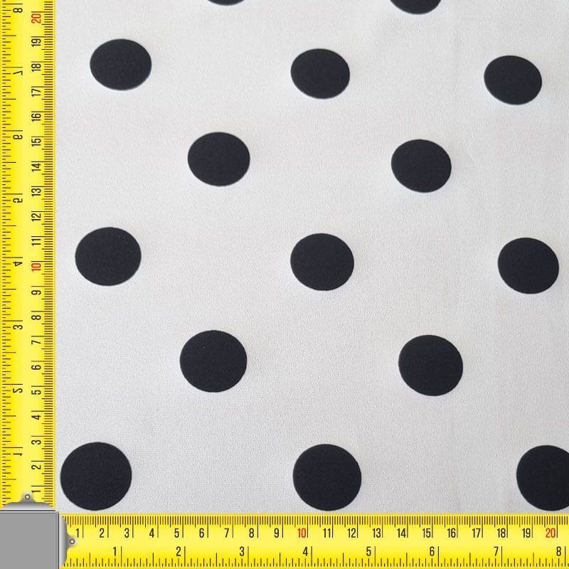 Tela Bielástica Blanco Roto con Lunares Negros de 3cm (ancho 1,50M) - Imagen 3
