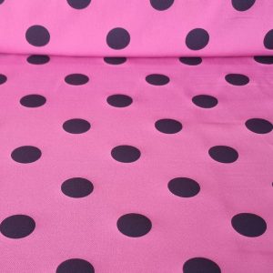Tela Bielástica Rosa Envejecido con Lunares Negros de 3cm (ancho 1,50M)