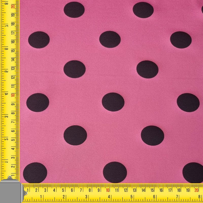 Tela Bielástica Rosa Envejecido con Lunares Negros de 3cm (ancho 1,50M) - Imagen 3