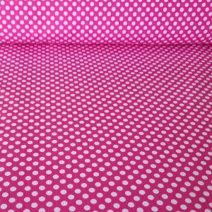 Tela de Popelín Fucsia Lunar Blanco 7mm (ancho 1,60M)