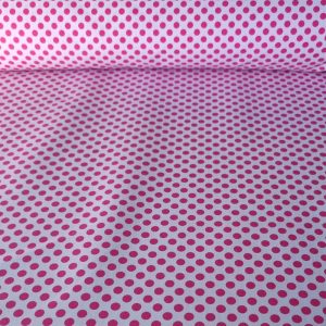 Tela de Popelín Blanca Lunar Fucsia 7mm (ancho 1,60M)