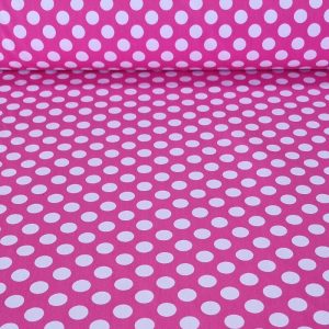 Tela de Popelín Fucsia Lunar Blanco 1,5cm (ancho 1,60M)