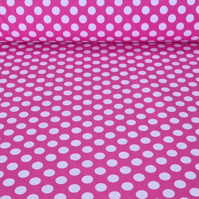 Tela de Popelín Fucsia Lunar Blanco 1,5cm (ancho 1,60M)