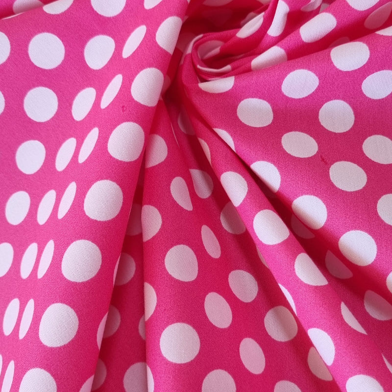 Tela de Popelín Fucsia Lunar Blanco 1,5cm (ancho 1,60M) - Imagen 2