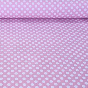 Tela de Popelín Rosa Bebé Lunar Blanco 7mm (ancho 1,60M)