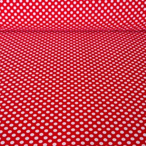 Tela de Popelín Roja Lunar Blanco 7mm (ancho 1,60M)