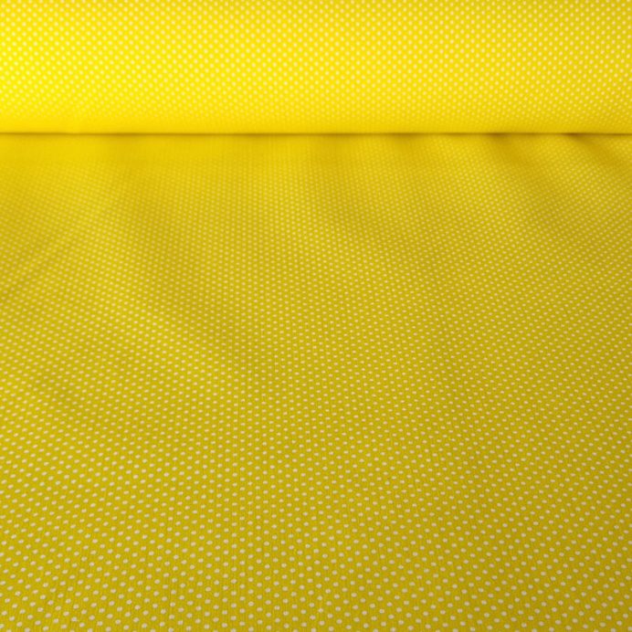 Tela de Popelín Amarilla Lunar Blanco 3mm (ancho 1,60M)