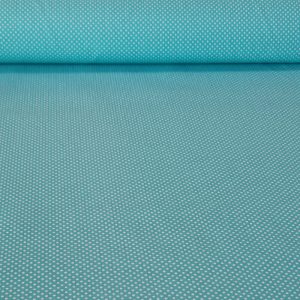 Tela de Popelín Verde Agua Lunar Blanco 3mm (ancho 1,60M)
