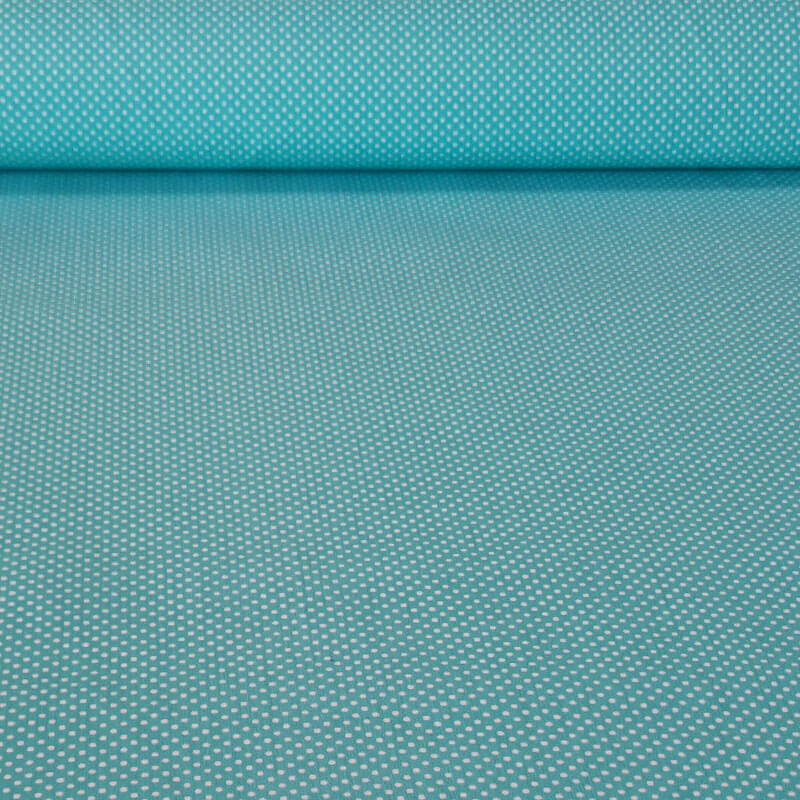 Tela de Popelín Verde Agua Lunar Blanco 3mm (ancho 1,60M)