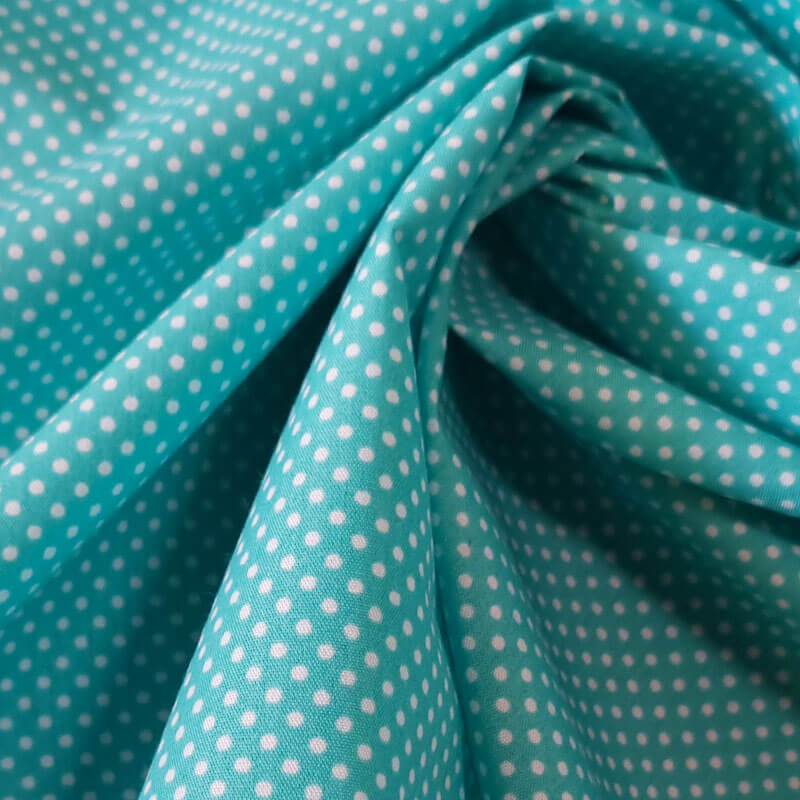 Tela de Popelín Verde Agua Lunar Blanco 3mm (ancho 1,60M) - Imagen 2