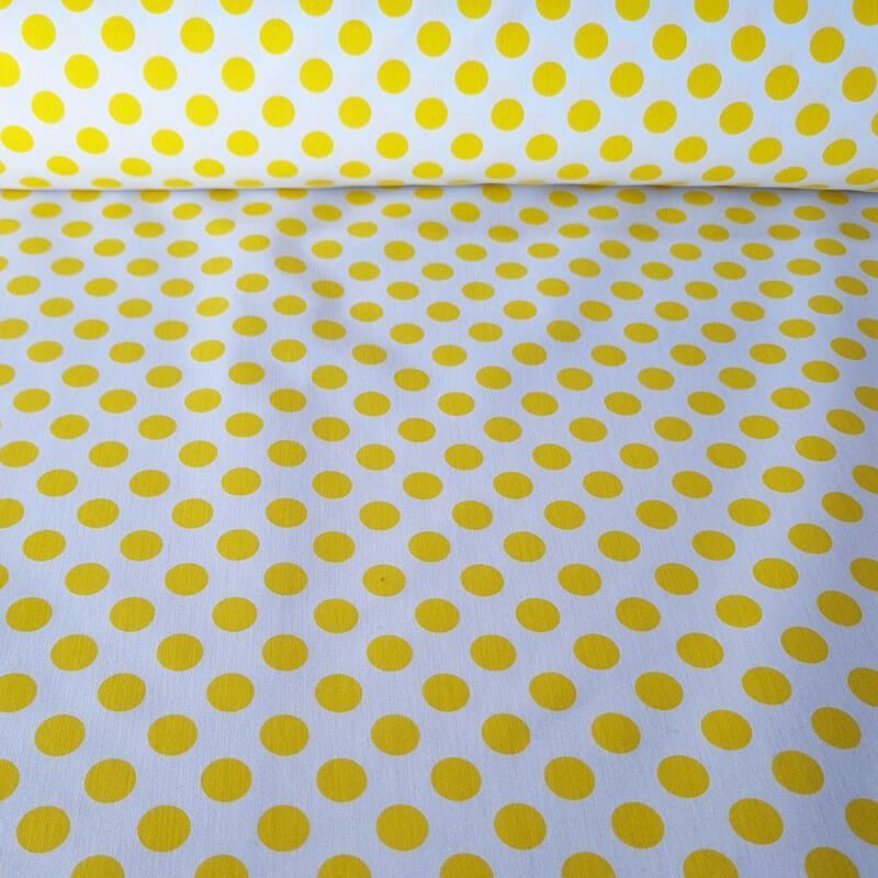 Tela de Popelín Blanca Lunar Amarillo 1,5cm (ancho 1,60M)