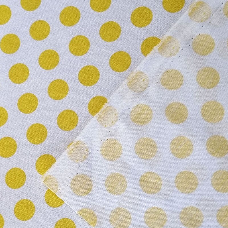 Tela de Popelín Blanca Lunar Amarillo 1,5cm (ancho 1,60M) - Imagen 3