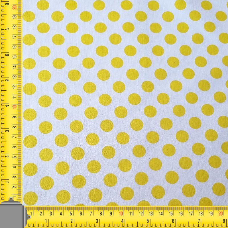 Tela de Popelín Blanca Lunar Amarillo 1,5cm (ancho 1,60M) - Imagen 4
