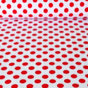 Tela de Popelín Blanca Lunar Rojo 1,5cm (ancho 1,60M)