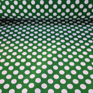 Tela de Popelín Verde Andalucía Lunar Blanco 1,5cm (ancho 1,60M)