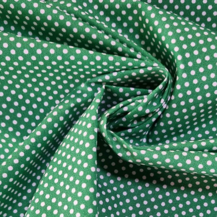 Tela de Popelín Verde Andalucía Lunar Blanco 3mm (ancho 1,60M) - Imagen 2