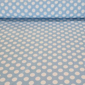 Tela de Popelín Celeste Lunar Blanco 1,5cm (ancho 1,60M)