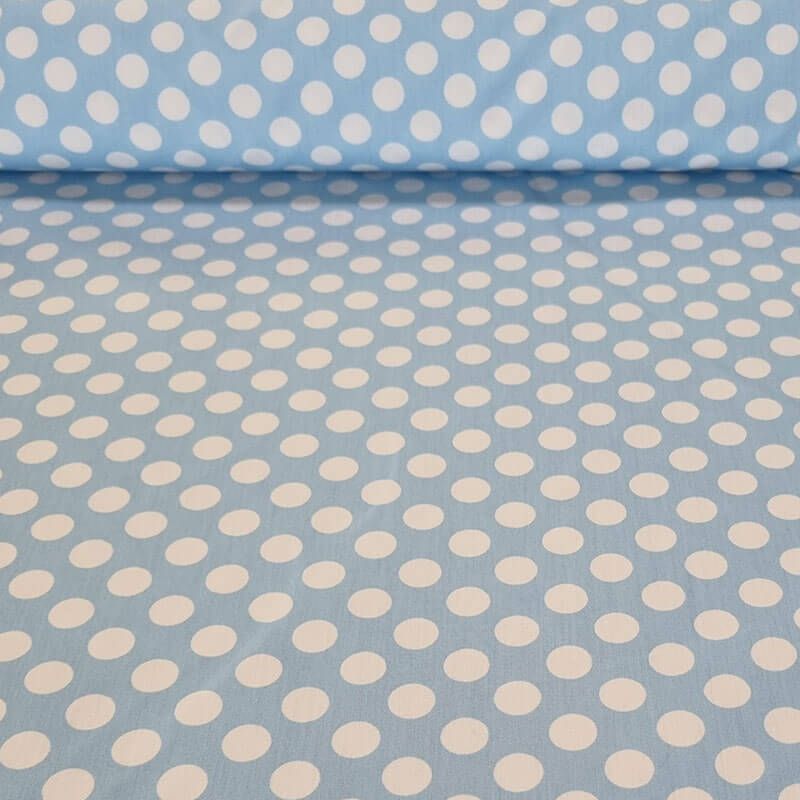 Tela de Popelín Celeste Lunar Blanco 1,5cm (ancho 1,60M)