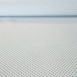 Tela de Popelín Blanca Lunar Verde Agua 3mm (ancho 1,60M)