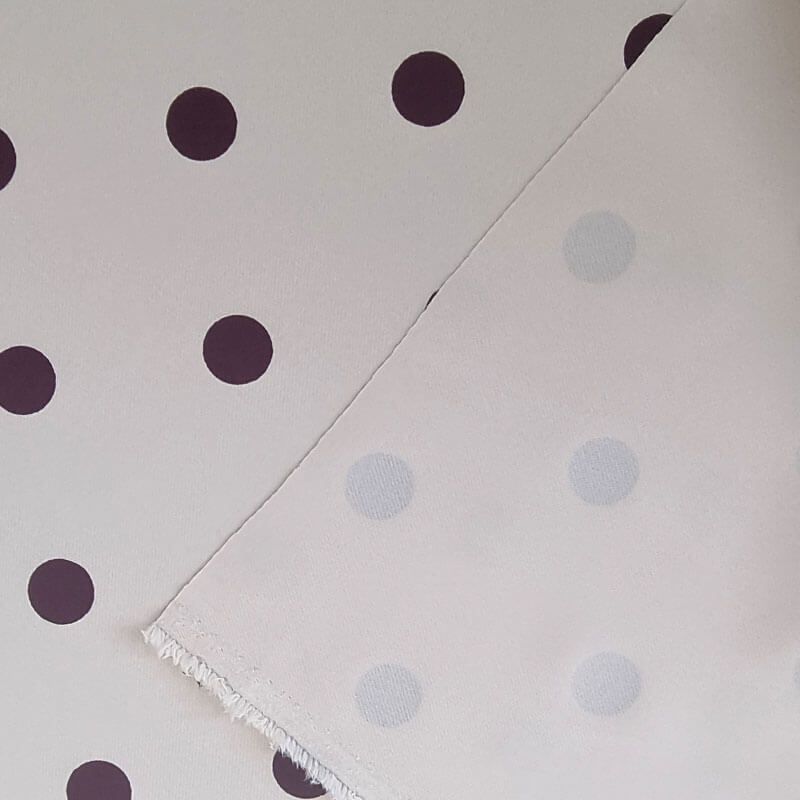 Tela Bielástica Beige con Lunares Burdeos de 2cm (ancho 1,50M) - Imagen 3