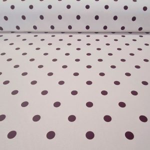Tela Bielástica Beige con Lunares Burdeos de 2cm (ancho 1,50M)
