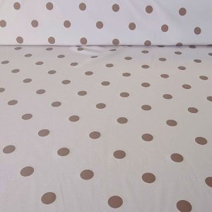 Tela Bielástica Beige con Lunares Camel de 2cm (ancho 1,50M)