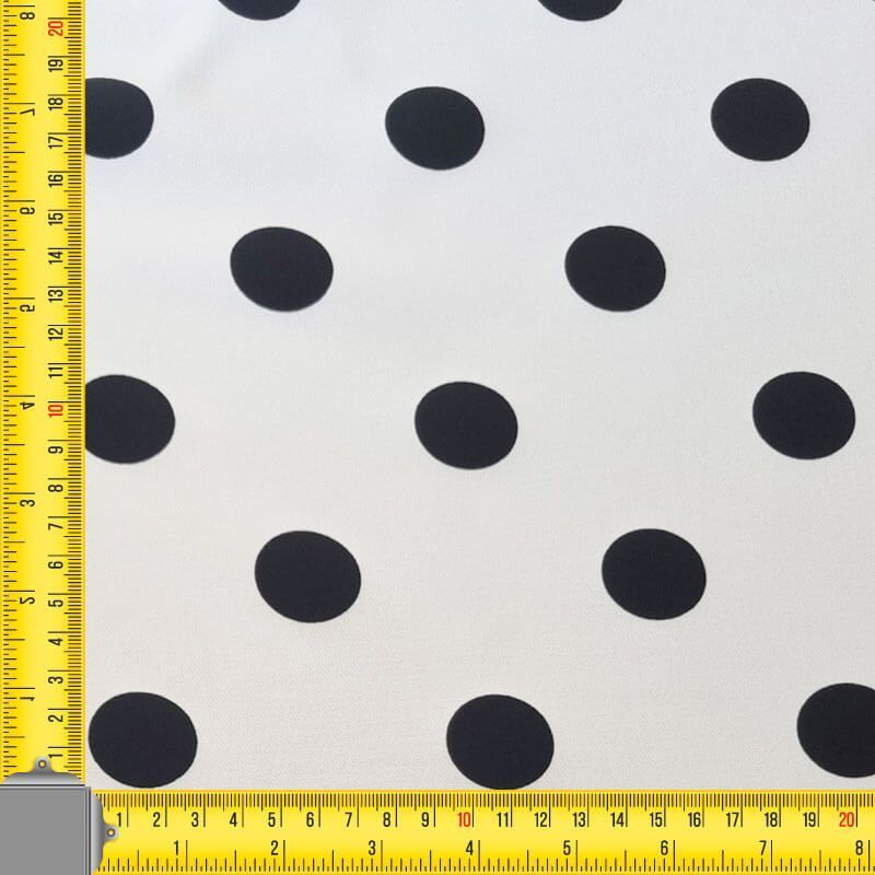 Tela Bielástica Blanco Óptico con Lunares Negros de 3cm (ancho 1,50M) - Imagen 3