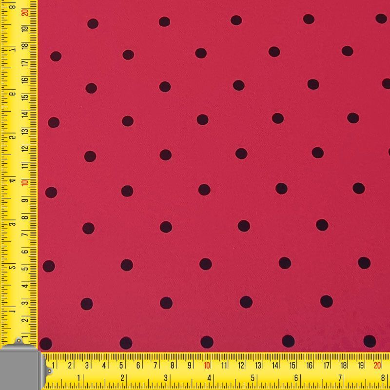 Tela Bielástica Roja con Lunares Negros de 7mm (ancho 1,50M) - Imagen 4