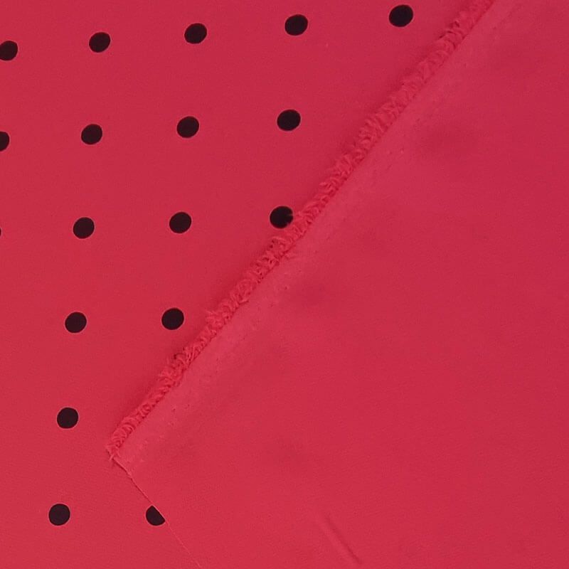 Tela Bielástica Roja con Lunares Negros de 7mm (ancho 1,50M) - Imagen 3
