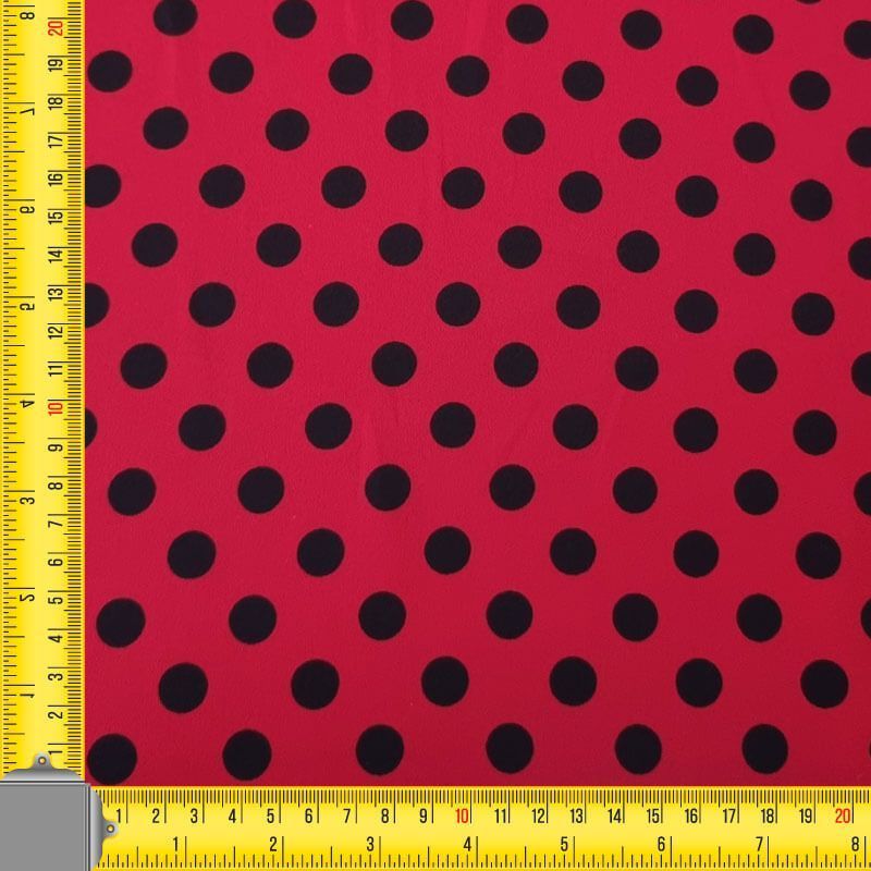 Tela Koshibo Roja con Lunares Negro 1,2cm (ancho 1,50M) - Imagen 3