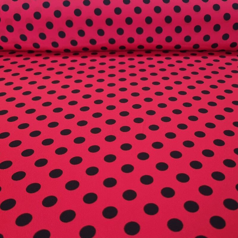 Tela Koshibo Roja con Lunares Negro 1,2cm (ancho 1,50M)