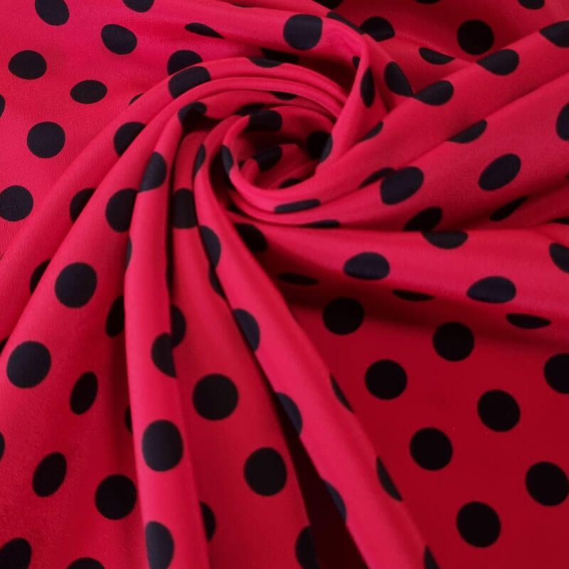 Tela Koshibo Roja con Lunares Negro 1,2cm (ancho 1,50M) - Imagen 2