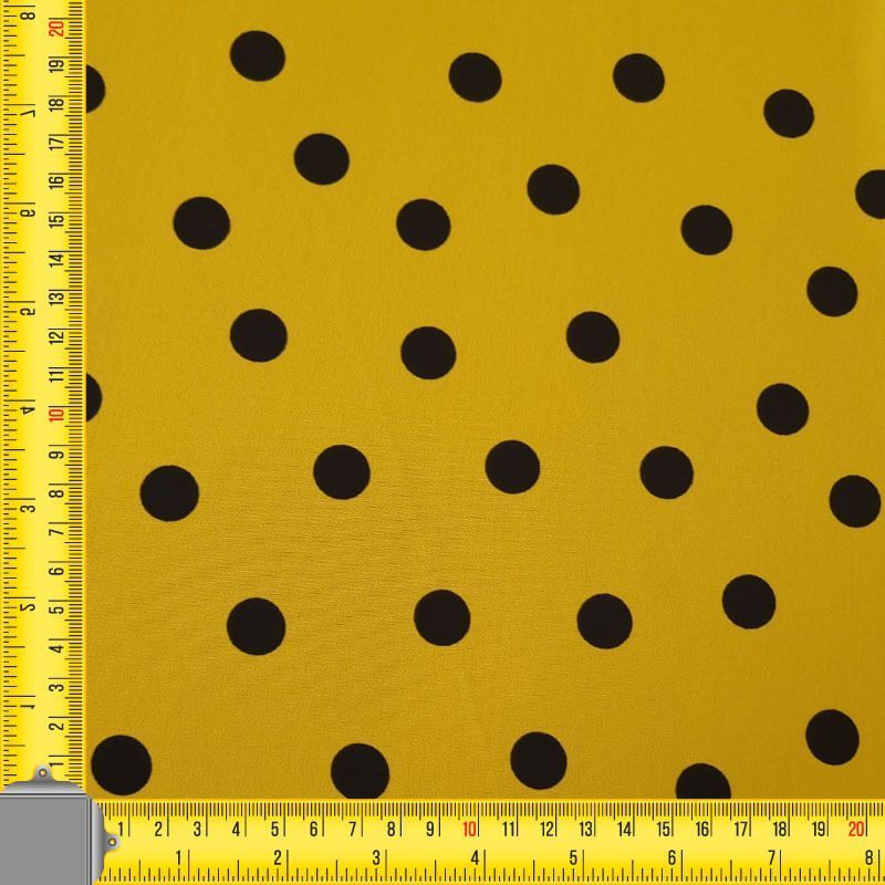 Tela Koshibo Amarilla con Lunares Negros 1,7cm (ancho 1,50M) - Imagen 3
