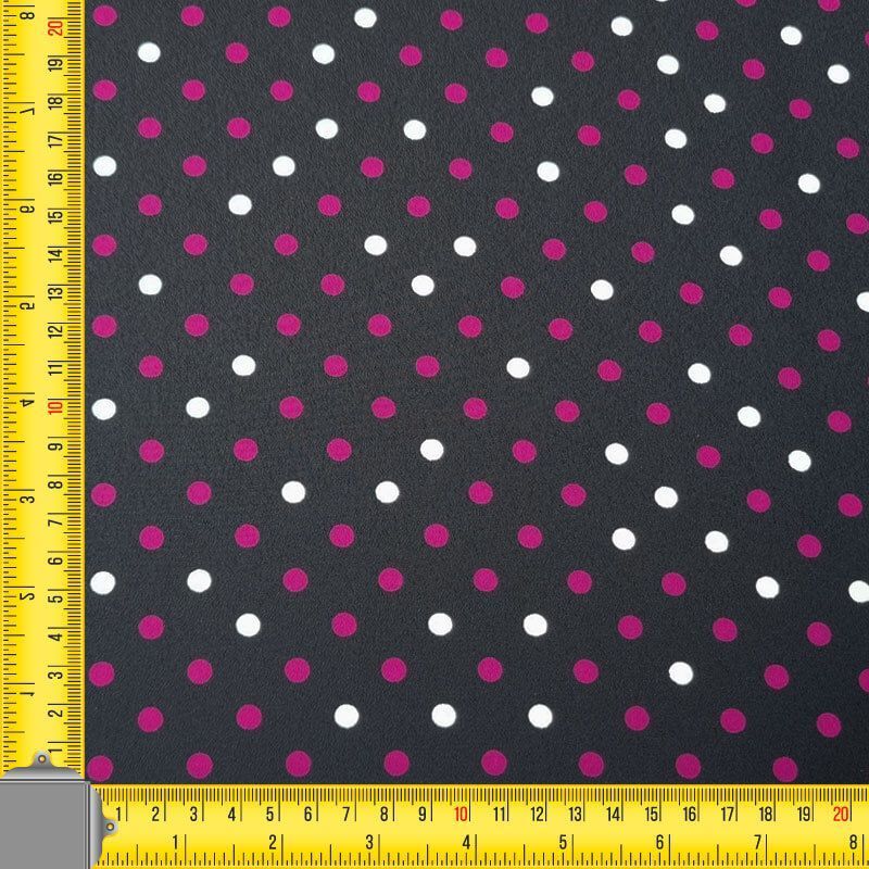 Tela Koshibo Negra con Lunares Blancos y Fucsia 7mm (ancho 1,50M) - Imagen 4