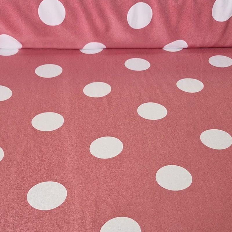 Tela Koshibo Rosa con Lunares Blancos 5cm (ancho 1,50M)