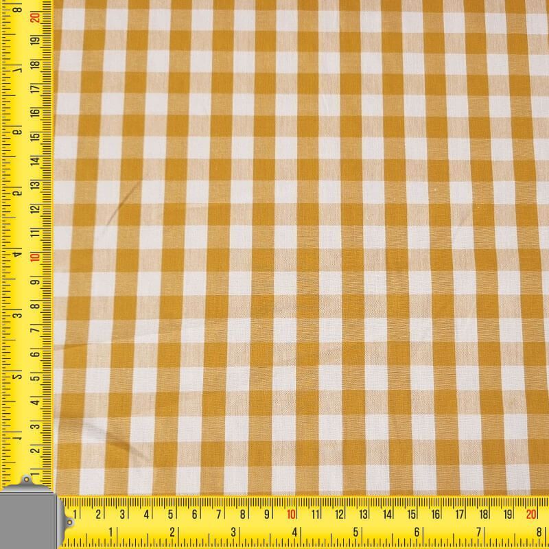 Tela de Cuadros Vichy Mostaza 100% Algodón (ancho 1,50M) - Imagen 3