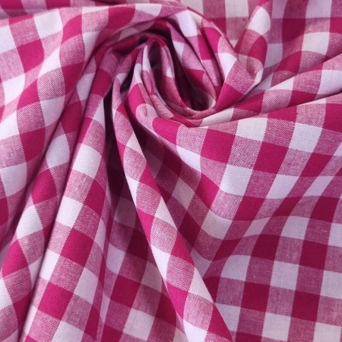 Tela de Cuadros Vichy Fucsia 100% Algodón (ancho 1,50M) - Imagen 2