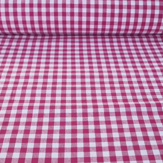 Tela de Cuadros Vichy Fucsia 100% Algodón (ancho 1,50M)