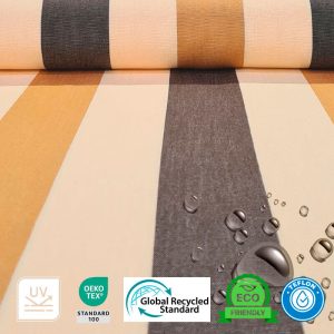 Tela para Toldo Beige con Rayas Marrones y Topo con Teflón (ancho 3,20M)