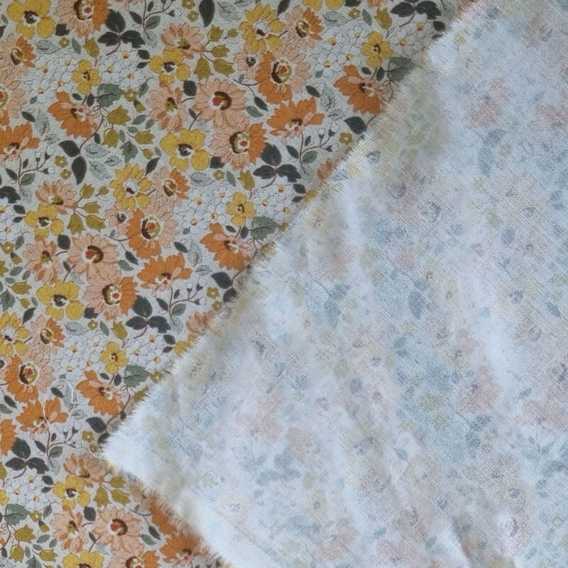 Tela de Popelín Cruda 100% Algodón Flores Naranjas (ancho 1,50M) - Imagen 4