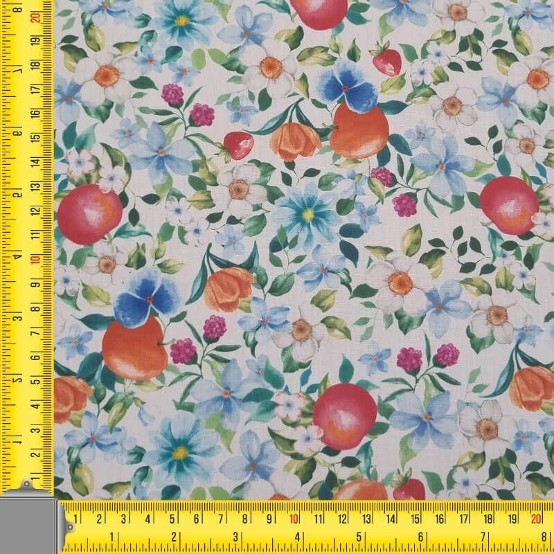 Tela de Popelín Blanca 100% Algodón Manzanas (ancho 1,50M) - Imagen 3