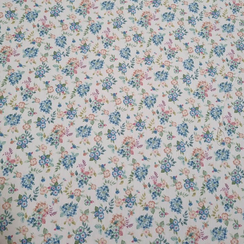 Tela de Popelín Blanco 100% Algodón Flores Tropicales (ancho 1,50M) - Imagen 2