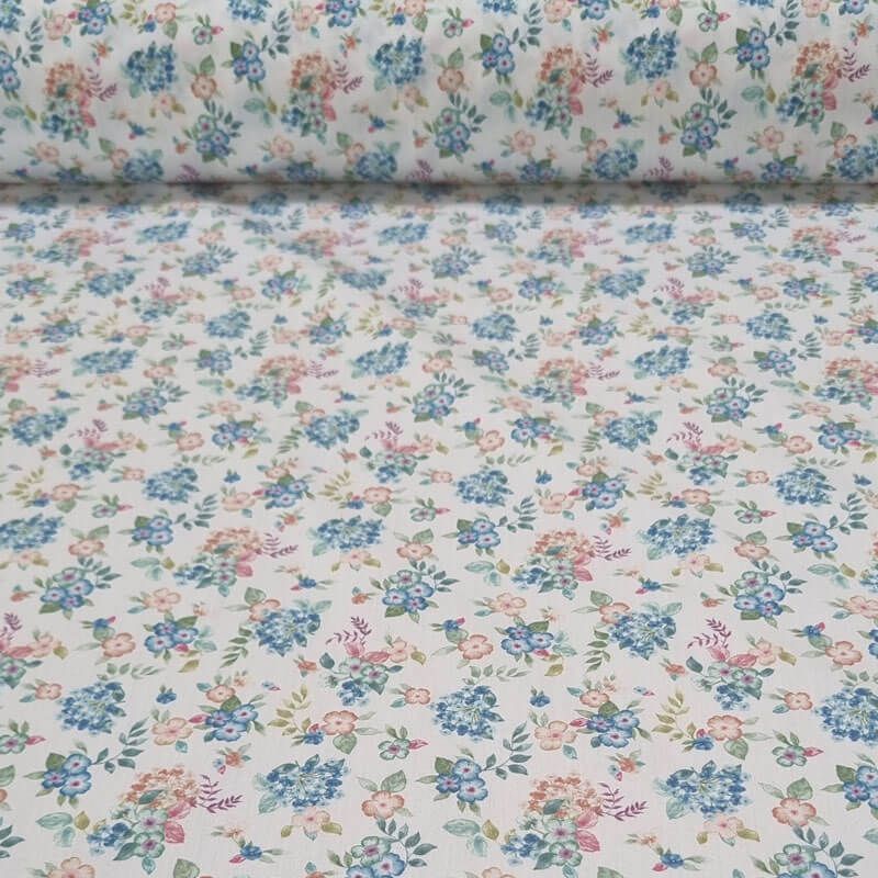Tela de Popelín Blanco 100% Algodón Flores Tropicales (ancho 1,50M)