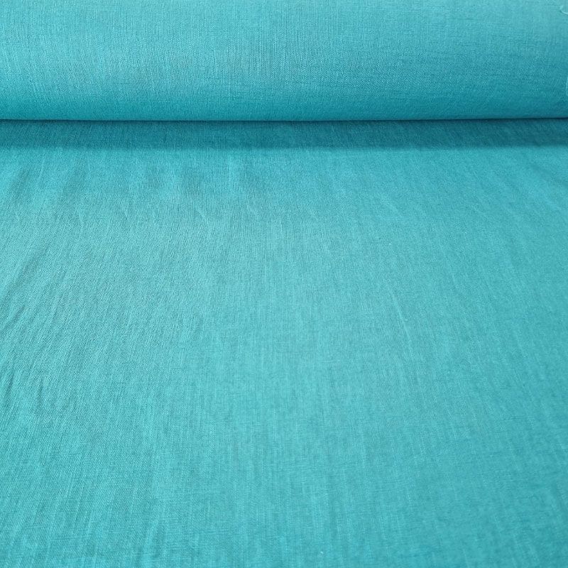Tela de Lino Natural Turquesa (ancho 1,40M)