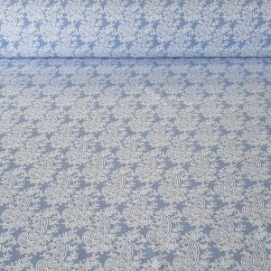 Tela de Lycra de Baño Celeste con Cachemir Blanco (ancho 1,50M)